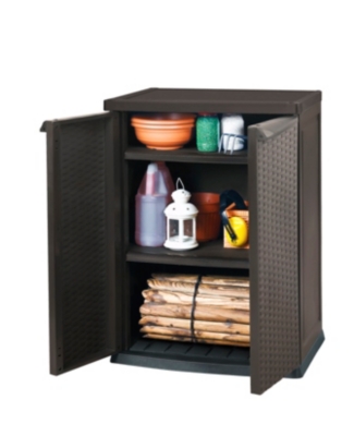 Armoire de rangement basse,  résine tressée...